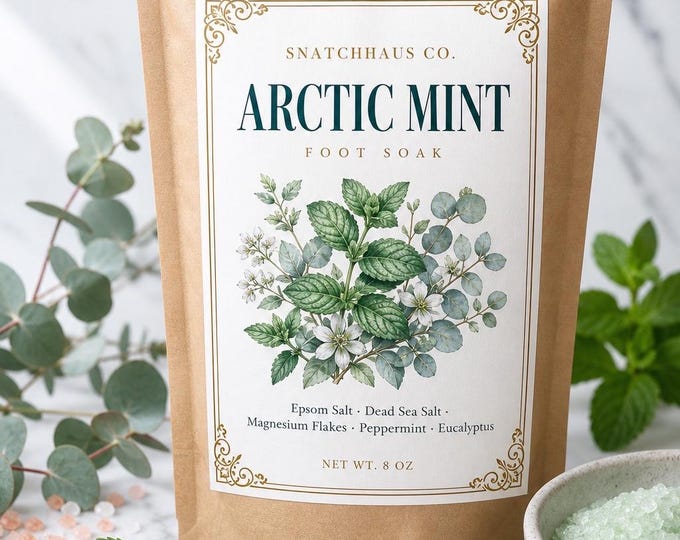 Arctic Mint Foot Soak — Peppermint Eucalyptus Foot Bath | Epsom + Dead Sea Salt | Magnesium Foot Soak | Handmade Spa Gift | Foot Care Gift