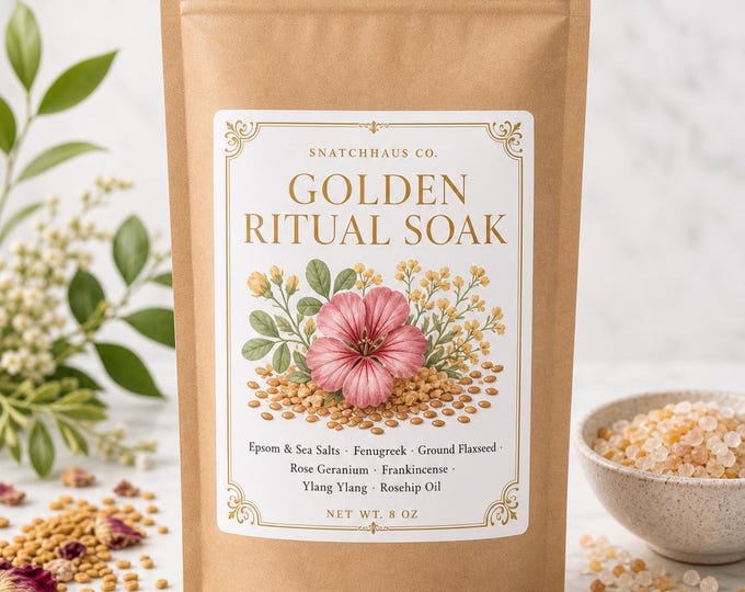 Golden Ritual Soak – Fenugreek & Flaxseed Bath Salts with Epsom and Sea Salt