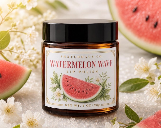 Watermelon Wave Lip Polish — Watermelon Lip Scrub | Coconut + Grapeseed Oil | Natural Exfoliating Lip Scrub | Handmade Lip Care | Gift