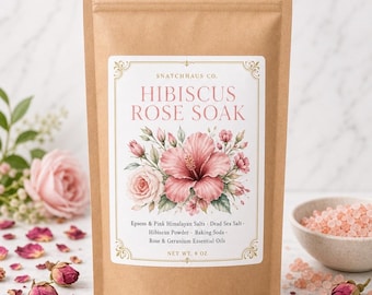 Hibiscus Rose Soak – Pink Himalayan & Dead Sea Bath Salts with Rose and Geranium