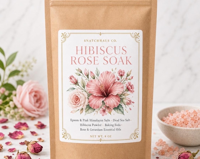 Hibiscus Rose Soak – Pink Himalayan & Dead Sea Bath Salts with Rose and Geranium