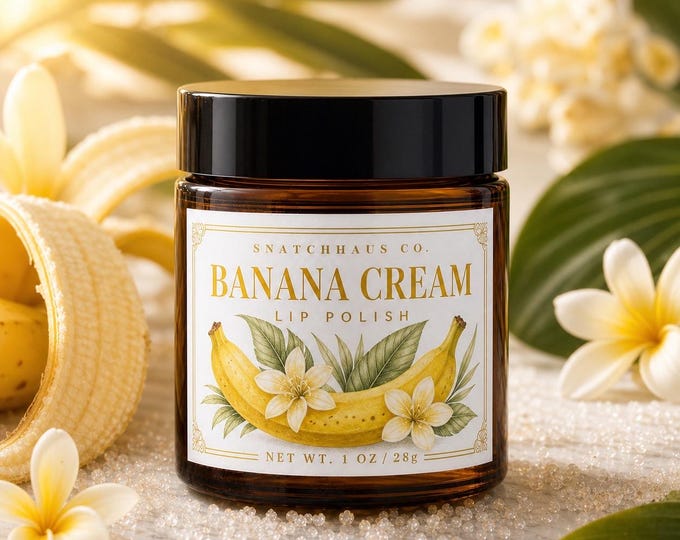 Banana Cream Lip Polish — Banana Lip Scrub | Jojoba + Coconut Oil | Natural Exfoliating Lip Scrub | Handmade Lip Care | Gift for Her