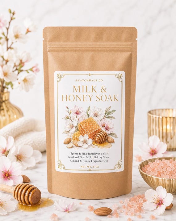 Milk & Honey Bath Soak – Epsom and Pink Himalayan Salts with Goat