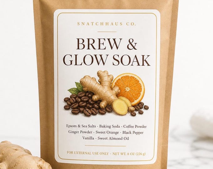 Brew & Glow Soak – Coffee Ginger Bath Salts with Epsom and Sea Salt