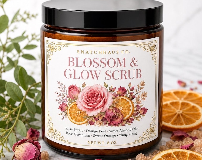 Blossom & Glow Scrub – Rose and Orange Peel Sugar Body Scrub with Sweet Almond Oil