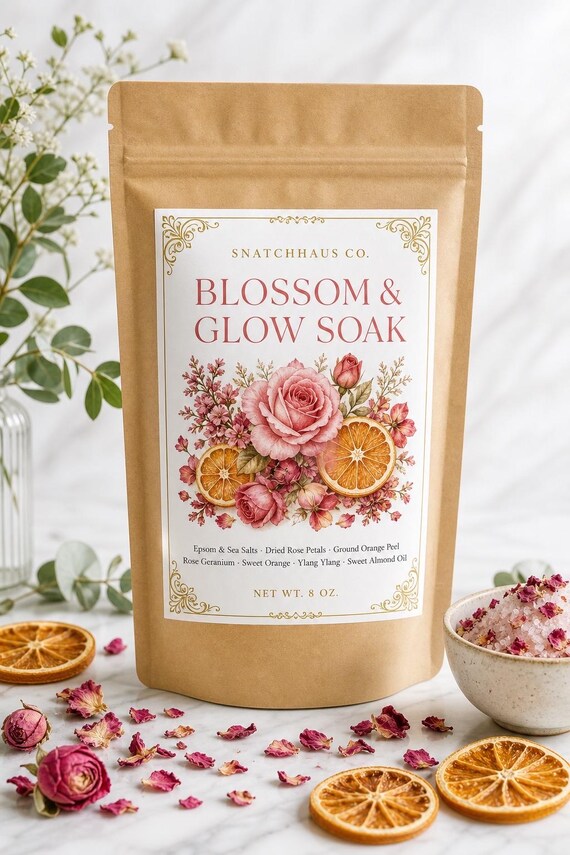 Blossom & Glow Soak – Floral Citrus Bath Soak with Rose Geranium and Sweet Orange