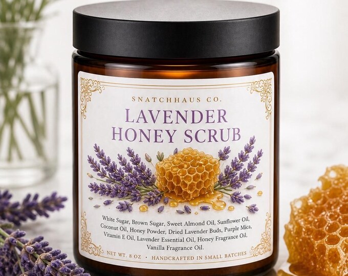 Lavender Honey Scrub – Brown Sugar Body Scrub with Honey Powder & Dried Lavender Buds