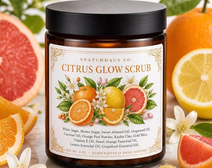 Citrus Glow Scrub – Brightening Sugar Body Scrub with Grapeseed Oil & Vitamin C