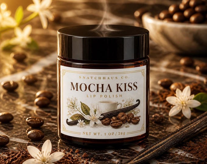 Mocha Kiss Lip Polish — Coffee Vanilla Lip Scrub | Coconut Oil | Natural Exfoliating Lip Scrub | Handmade Lip Care | Gift for Coffee Lover