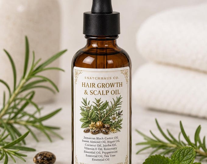 Hair Growth Scalp Oil – Jamaican Black Castor Oil Blend with Rosemary & Peppermint Essential Oil