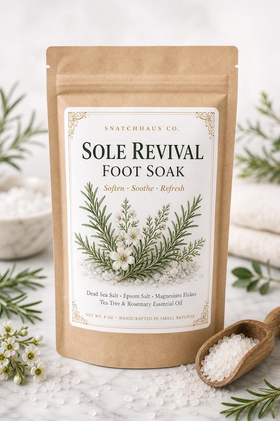 Rosemary Tea Tree Foot Soak – Dead Sea Salt Magnesium & Epsom Salt Soak for Dry Cracked Feet
