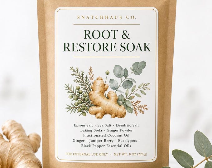 Root & Restore Soak – Ginger Detox Bath Salts with Juniper Berry, Eucalyptus and Black Pepper Essential Oils