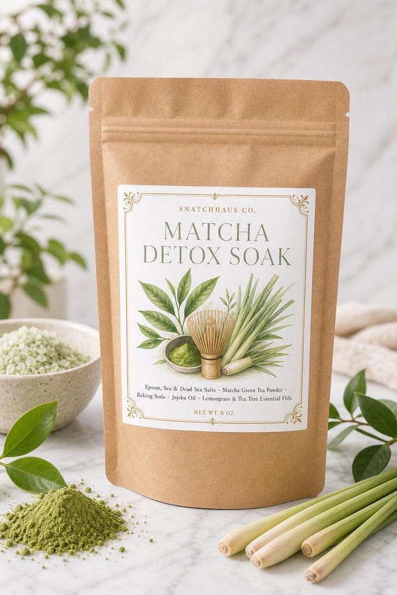 Matcha Detox Soak – Green Tea & Lemongrass Bath Salts with Dead Sea Salt and Tea Tree