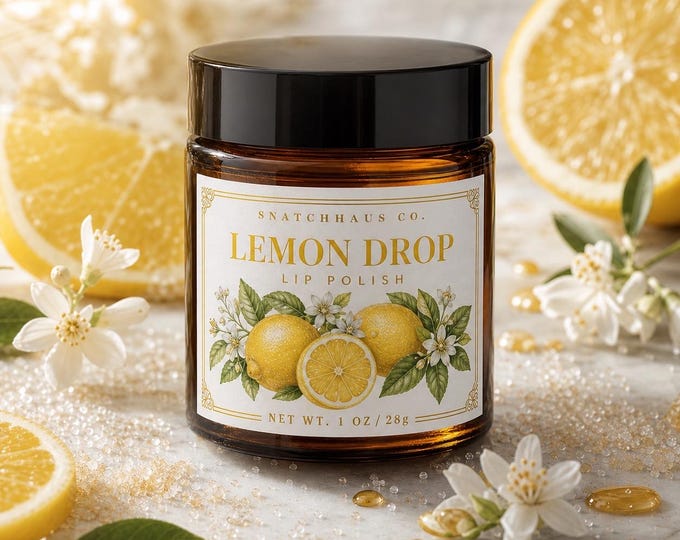 Lemon Drop Lip Polish — Lemon Lip Scrub | Coconut + Sweet Almond Oil | Natural Exfoliating Lip Scrub | Handmade Lip Care | Gift for Her