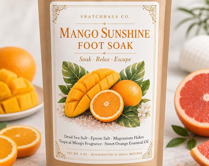 Mango Sunshine Foot Soak – Tropical Mango Dead Sea Salt Epsom & Magnesium Flakes Foot Bath