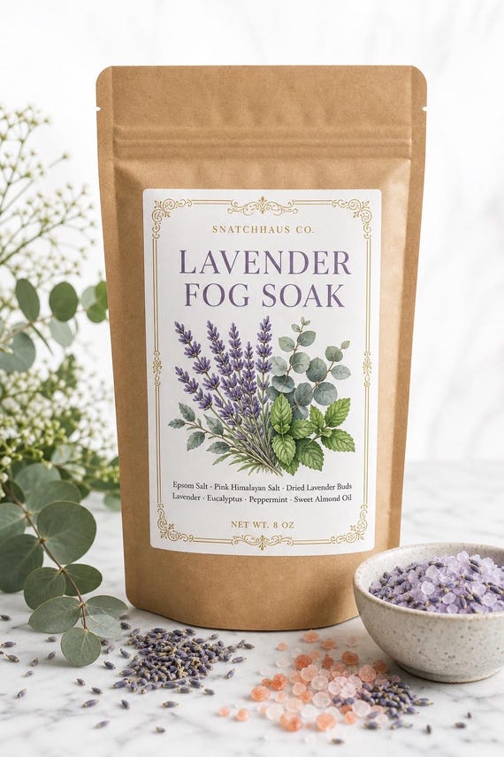 Lavender Fog Soak – Lavender & Eucalyptus Bath Salts with Epsom and Pink Himalayan Salt