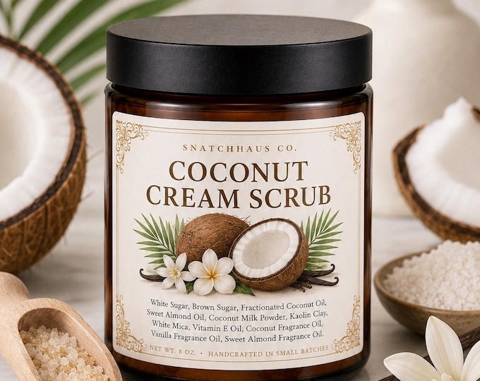 Coconut Cream Scrub – Coconut Sugar Body Scrub with Coconut Milk Powder & Vanilla