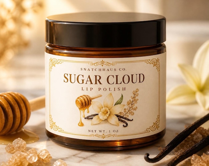 Sugar Cloud Lip Polish — Honey Vanilla Lip Scrub | Raw Honey + Coconut Oil | Natural Exfoliating Lip Scrub | Handmade Lip Care | Gift