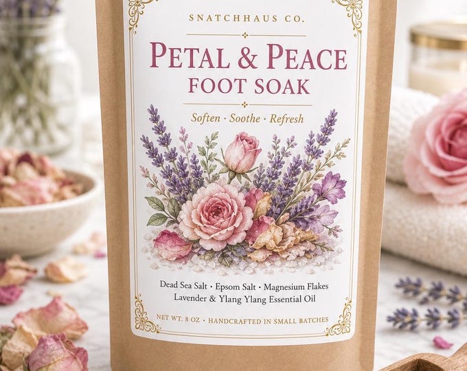 Lavender Foot Soak | Floral Epsom Salt Foot Bath | Relaxing Pedicure Soak | Self Care Gift for Women
