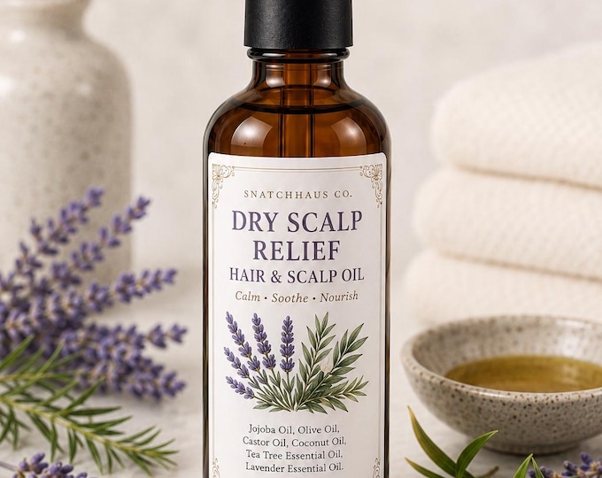 Dry Scalp Relief Hair Oil – Tea Tree & Lavender Scalp Treatment with Jojoba Castor and Olive Oil