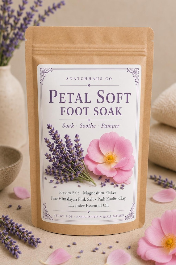 Pink Clay Lavender Foot Soak – Kaolin Clay Himalayan Salt & Magnesium Flakes Sensitive Skin Foot Bath
