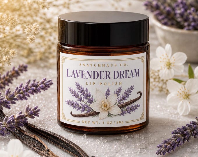Lavender Dream Lip Polish — Lavender Vanilla Lip Scrub | Sweet Almond + Coconut Oil | Natural Exfoliating Lip Scrub | Handmade Lip Care