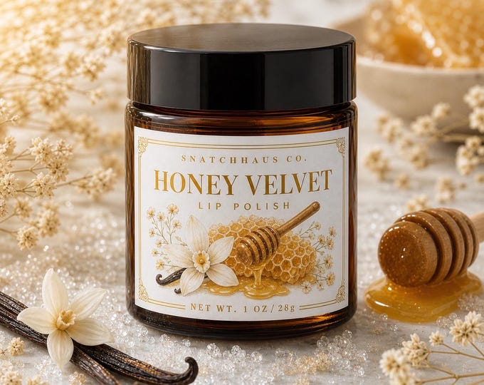 Honey Velvet Lip Polish — Honey Vanilla Lip Scrub | Coconut + Sweet Almond Oil | Natural Exfoliating Lip Scrub | Handmade Lip Care | Gift