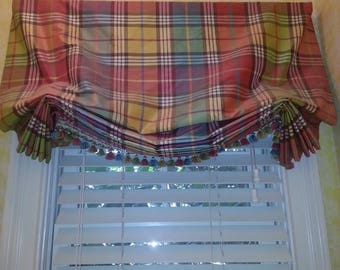 CUSTOM WINDOW VALANCE Sloppy Roman Shade - Your Fabric Made-to-Order - Up to 48 Inches Wide