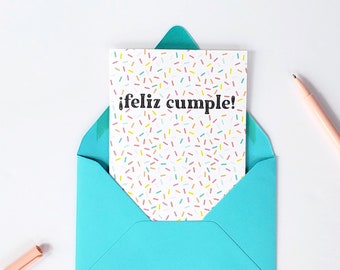 Feliz Cumple Card with Envelope (Birthday Card | Feliz Cumpleaños | Happy Birthday | Birthday Gift | Spanish Birthday Card | Birthday Wishes