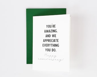 We Appreciate Everything You Do Work Anniversary Greeting Card (Employee Appreciation | Employee Anniversary | Card for Employee, Thank You)