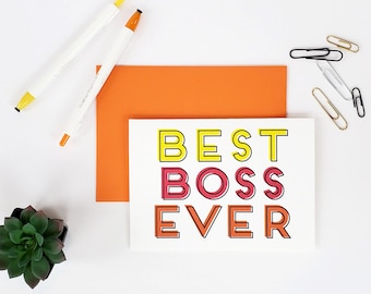 Best Boss Ever Work Greeting Card (Bosses Day, Retirement Card, Retirement Gift, Boss Going Away Gift, Boss Gift Ideas, Bosses Day Gift)