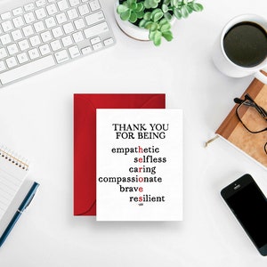 Thank You for being Heroes Greeting Card with Matching Envelope (Healthcare, Public Health, Nurses, Doctors, Respiratory Therapists)