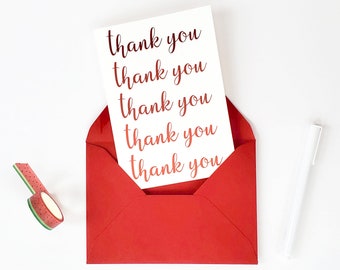 Thank You Red Ombre Thank You Card with Envelope (Blank Inside, Thank You Gift, Employee Thank You, Thank You Nurse, Teacher Thank You)