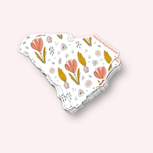 South Carolina Wildflower Sticker (waterdicht, UV-bestendig, South Carolina Sticker, South Carolina Geschenken, Sticker laptop, Sticker voor auto)