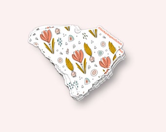 Klistermärke med vildblommor i South Carolina (Vattentät, UV-resistent, klistermärke i South Carolina, presenter till South Carolina, klistermärke med laptop, klistermärke för bil)