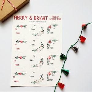 Holiday Sticker Tags (Stickers Bundle, Stickers Cute, Christmas Stickers Kids, Christmas Gifts for Her, Christmas Gifts for Kids)