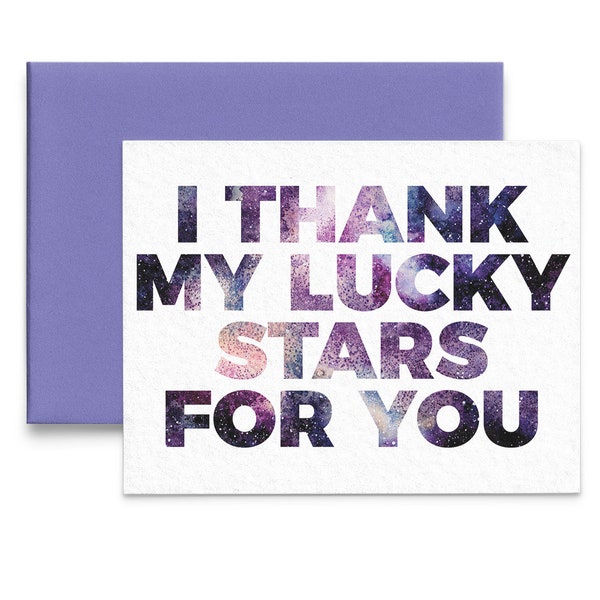 I Thank My Lucky Stars For You Thank You Greeting Card w/ Envelope (Thank You Gift, Employee Thank You, Teacher Thank You, Thank You Nurse)