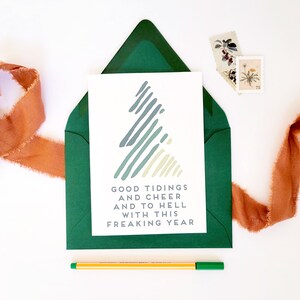 Good Tidings and Cheer Funny Christmas Card (Holiday Card, Christmas Gifts, Christmas Art, Xmas Card, Sarcastic Christmas Card, New Year)