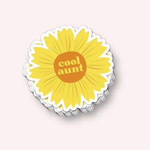Coole Tante Sonnenblume Vinyl Aufkleber (wasserfest, UV beständig, Aufkleber Laptop, Sonnenblume Kunst, Auto Aufkleber, Tante Aufkleber, Funky Art, Tante Geschenke