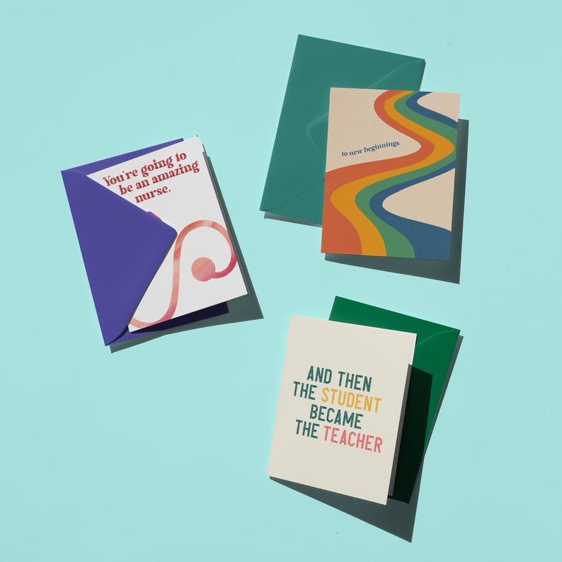 To New Beginnings Congratulations Card | New Job Card | Moving Card | Graduation Card | Retirement Card | Wedding Card | Blank Inside image 6
