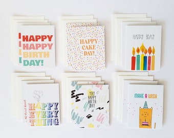 Birthday Greeting Card Bundle with Envelopes (12-Pack, A2 Size) Greeting Card Set, Stationery Set, Birthday Cards, Bulk Birthday Cards)