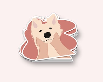 Niedlicher Puppy Face Vinyl Sticker (Wasserfest, UV Beständig, Hund Sticker, Sticker Laptop, Sticker für Auto, Niedlicher Sticker, Notebook Sticker)
