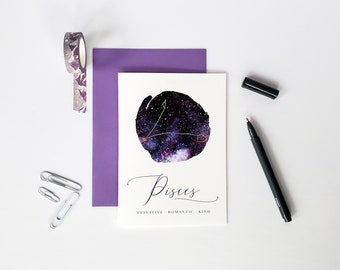 Pisces Birthday Greeting Card - Zodiac Series (March Birthday Gift | Pisces Birthday Card | Zodiac Constellation | Pisces AF | Pisces Sign)