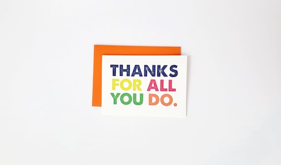 Thanks for All You Do Thank You Card With Envelope Blank Inside