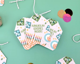 Hanukkah Goodies Inside Hanukkah Gift Tags w/ Twine (Gift Tag Pack of 10 | Gift Tag Hanukkah | Festival of Lights | Hanukkah Gift)