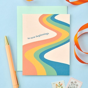 To New Beginnings Congratulations Card | New Job Card | Moving Card | Graduation Card | Retirement Card | Wedding Card | Blank Inside image 1