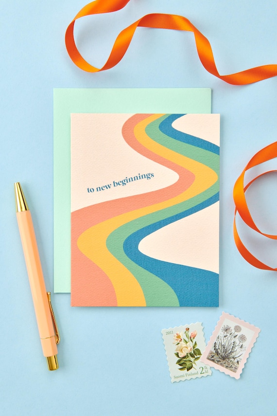 To New Beginnings Congratulations Card | New Job Card | Moving Card | Graduation Card | Retirement Card | Wedding Card | Blank Inside