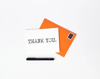 Typewriter Thank You Card with Envelope (Blank Inside, Thank You Gift, Employee Thank You, Snail Mail, Thank You Nurse, Thank You Employee)