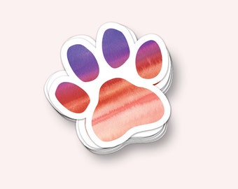Aquarell Pfotenabdruck Vinyl Aufkleber (wasserfest, UV-beständig, Hundeaufkleber, Aufkleber Laptop, Aufkleber für Auto, süßer Aufkleber, Notebook Aufkleber)