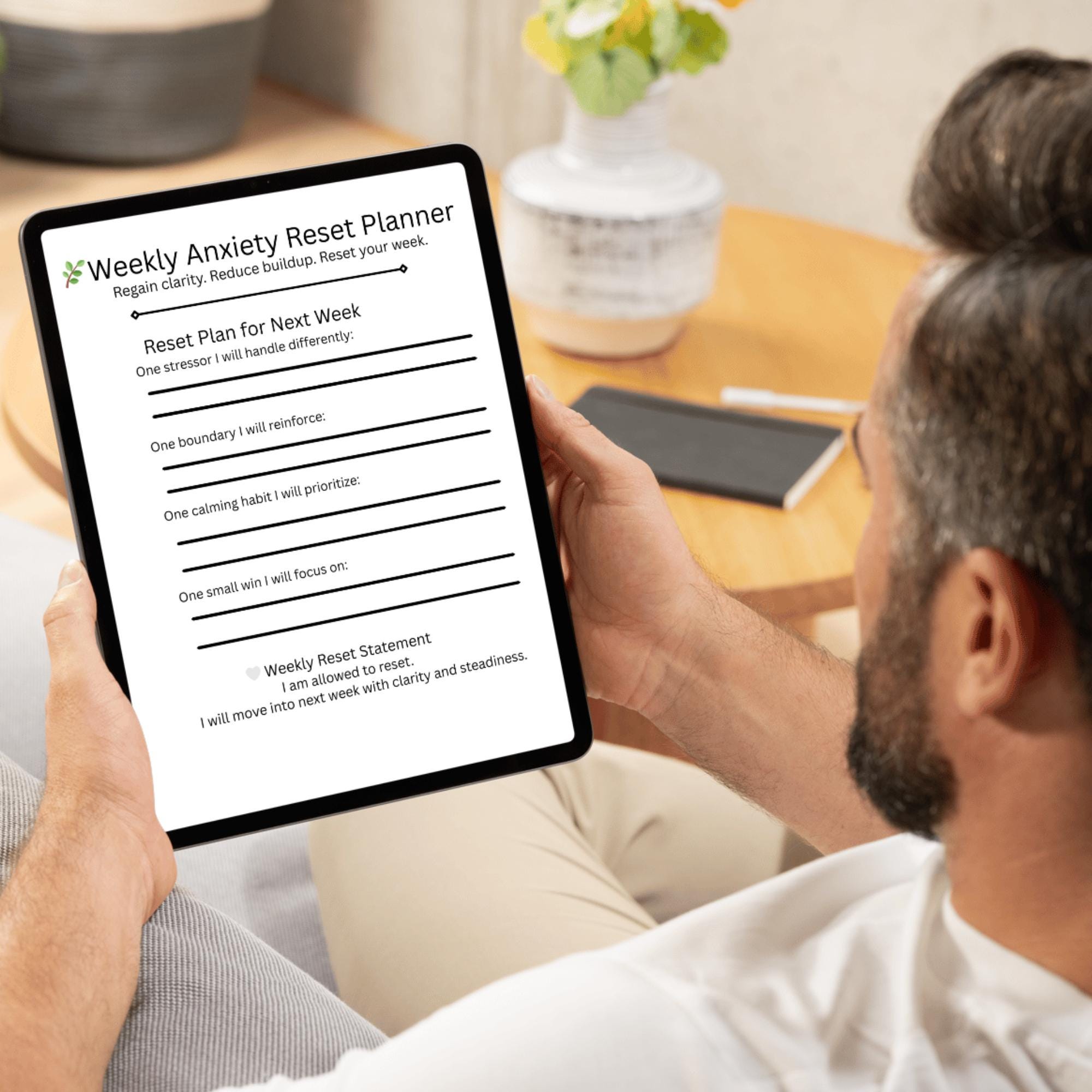 Weekly Anxiety Reset Planner Printable | Anxiety Reflection Worksheet ...